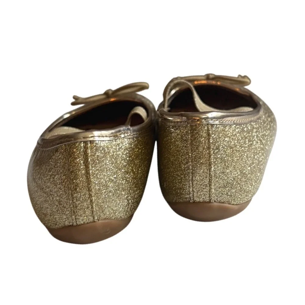 Wonder Nation Toddler Girls Gold Glitter Ballet Flats Memory Foam Shoes Size 8